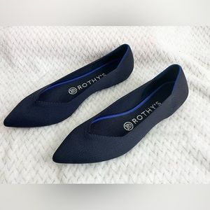 Rothy’s The Point Womens 7 Flats Pointed Toe Navy Blue Slip On Ballet Shoes